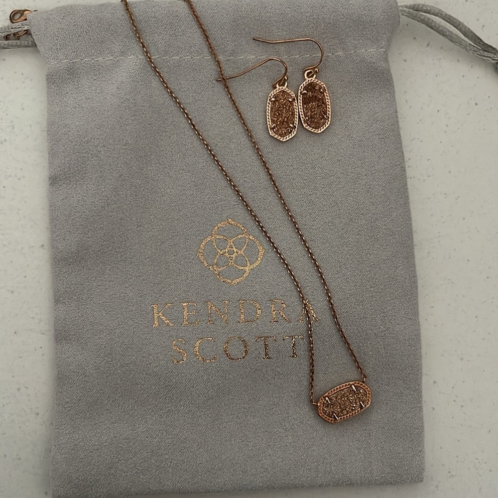 Shimmery Kendra Scott brass matching necklace and earrings